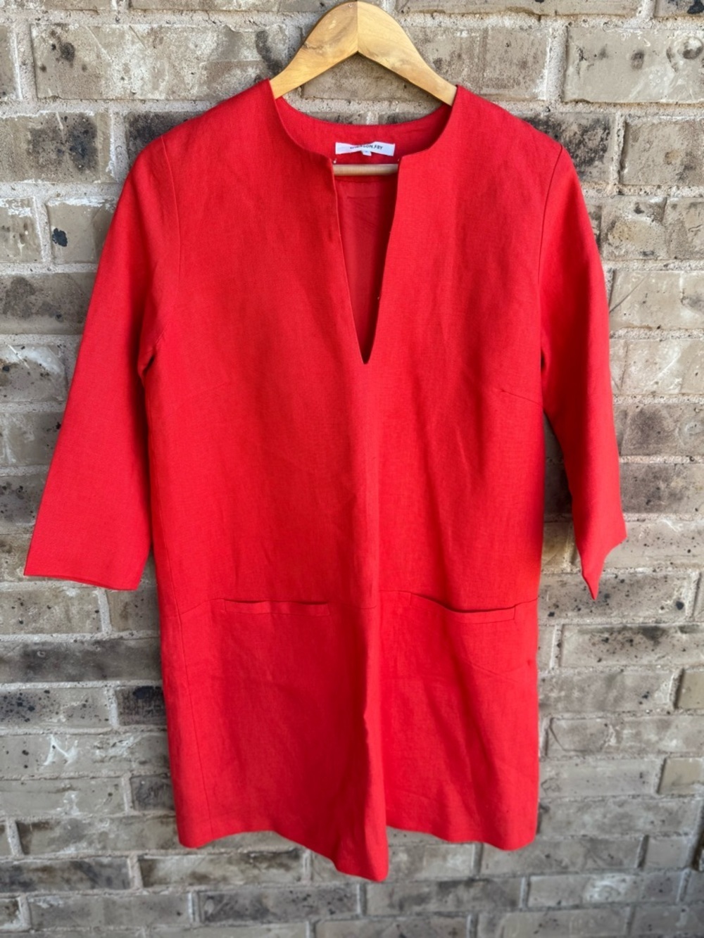 Emerson Fry Tuckernuck MOD Red Orange Short-Sleeve Mini Linene Dress small - Picture 4 of 6